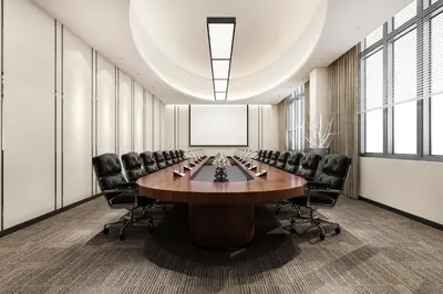 a conference room with a large wooden table and chairs at Elite Port Hotel Istanbul Airport in Arnavutköy
