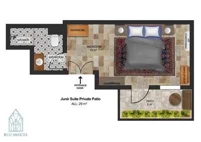 a plan of a floor plan of a condo at Blu Macel Hotel & Suites -Old City Sultanahmet in Istanbul