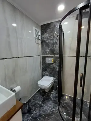 a bathroom with a toilet and a sink and a shower at White Palace Haliç in Istanbul