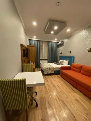 a living room with a couch and a bed at Riverland Suites Apart Hotel in Istanbul