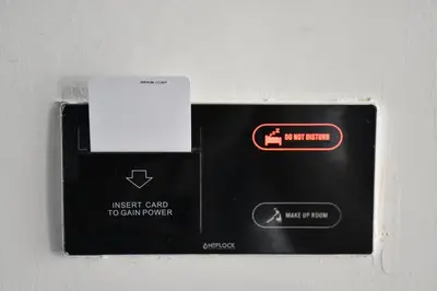 a electronic device with a white card on it at Shishly Palace Hotel in Istanbul