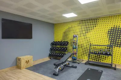 a fitness room with a gym with a treadmill at Hampton By Hilton Cerkezkoy in Tekirdag