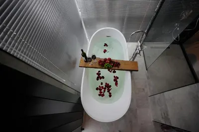 a toilet in a room with a table on top of it at Dream house 22 in Istanbul