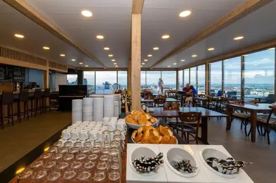 a restaurant with a table with food on it at Metro Hotel in Istanbul