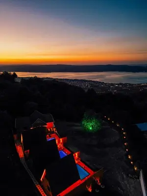 a view of the sunset from the top of a building at Ginza Bungalov Sapanca in Sapanca