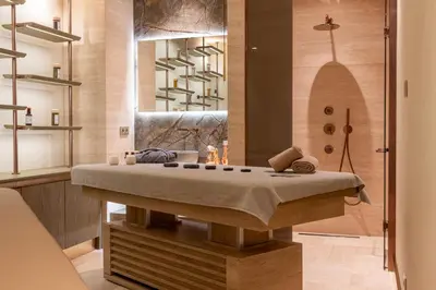 a bath room with a bath tub with a bed at Orient Occident Hotel Istanbul, Autograph Collection in Istanbul