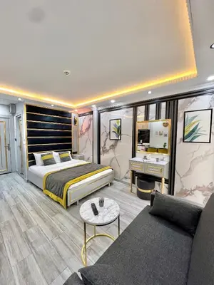 a bedroom with a bed and a desk and a couch at TAKSİM LARİSSA RESİDENCE in Istanbul