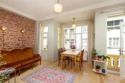 a living room with a couch and a table at Lemon Apartments in Istanbul