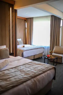 a hotel room with two beds and a couch at THE PARK HOTEL in Istanbul