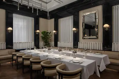 a large dining room with a long table and chairs at Sanasaryan Han, a Luxury Collection Hotel, Istanbul in Istanbul