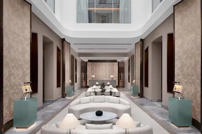 a rendering of a hotel lobby with couches at Sanasaryan Han, a Luxury Collection Hotel, Istanbul in Istanbul