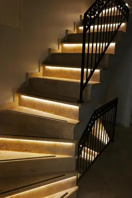 a set of stairs with lights on them at Ten Rooms Istanbul Hotel in Istanbul