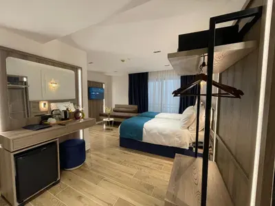 a hotel room with a bed and a desk at Mona Bosphorus Hotel in Istanbul