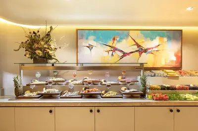 a buffet line with plates of food on display at Bentley Hotel Old City-Special Class in Istanbul