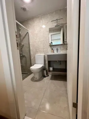 a bathroom with a toilet and a sink and a shower at Taksim Nacre 360 Suit in Istanbul
