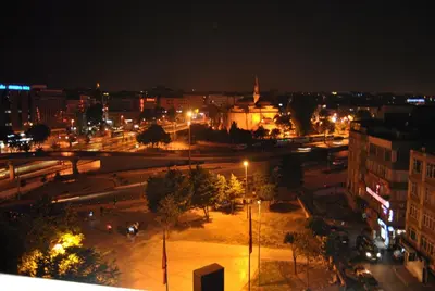 a night view of a city with street lights at Hotel Star Park in Istanbul