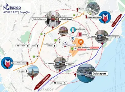 a map of a city with attractions at Cozy Getaway - Warmth and Comfort in the City in Istanbul
