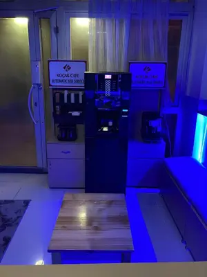 a room with blue lights and a table in a room at Koçak Pansiyon in Istanbul