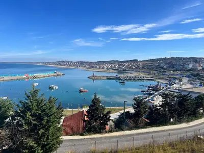 a view of a harbor with boats in the water at Airport Confort Guest House in Arnavutköy
