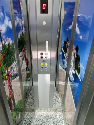 an elevator in an airport with the door open at beyzade apart hotel in Istanbul