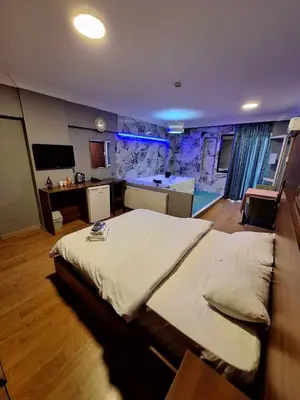 a bedroom with a large bed in a room at Emsa Otel Maltepedeki Eviniz in Istanbul