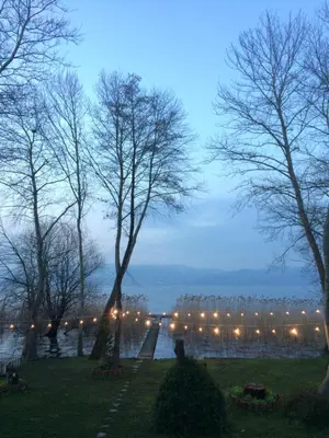 a view of a body of water at night at Beta Home Sapanca in Sapanca