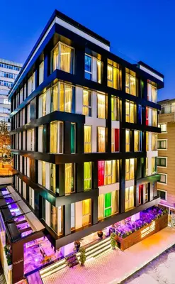 a rendering of a building with colorful windows at Business Life Hotel & Spa Şişli in Istanbul