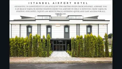 a white building with a sign that reads istanbul airport hotel at Gardenmode Airport Hotel in Taşoluk