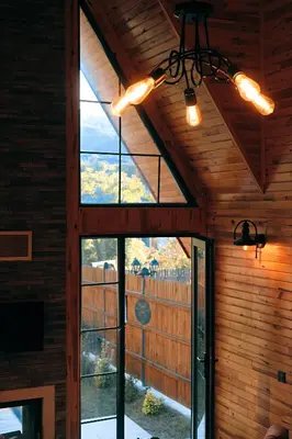 a room with a large window in a house at Sapanca Grandwooden in Sakarya