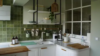 a kitchen with a sink and a counter at Mood in Flats in Istanbul
