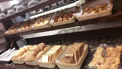 a display of bread and pastries in a bakery at Rox Hotel Istanbul in Istanbul