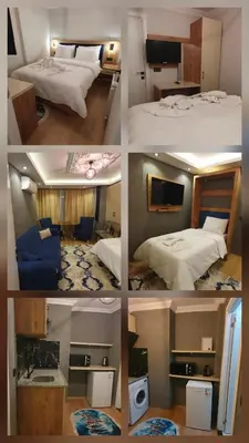 a collage of four pictures of a hotel room at BOLCELLO HOTEl in Istanbul