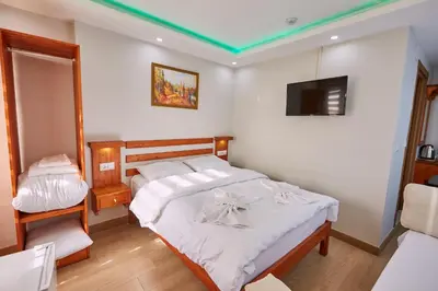 a bedroom with a bed and a tv in it at Sabina Hotel near Grand Bazaar, city center in Istanbul