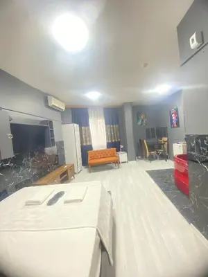 a large living room with a bed and a television at Rena Apart Hotel in Istanbul