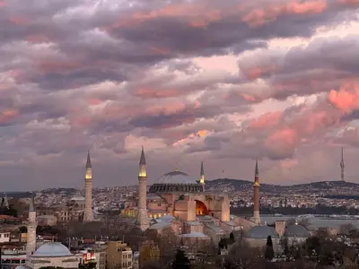 a view of a mosque with its domes and minars at 1001 Boutique House in Istanbul