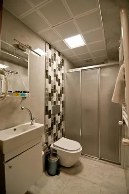 a bathroom with a toilet and a sink and a shower at SULTAN SÜLEYMAN APART HOTEL in Istanbul