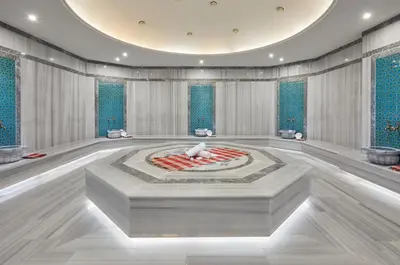 a large room with a large table in the middle at Hattusa Vacation Business Thermal Hotel Saray in Saray
