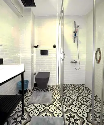 a bathroom with a shower and a toilet at HANDMADE in Istanbul