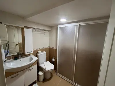 a bathroom with a shower and a toilet and a sink at Le Safran in Istanbul