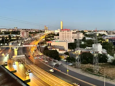 a view of a city with traffic on a highway at E5 PARK OTEL in Esenyurt