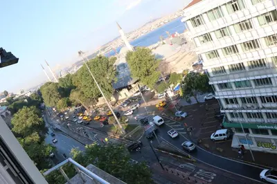 an aerial view of a city street with buildings at Miller Hotel in Istanbul