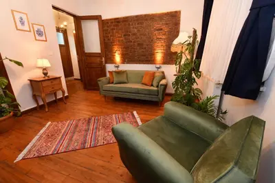 a living room with a couch and a chair at Historical Levantine Flat @Heart of Taksim in Istanbul