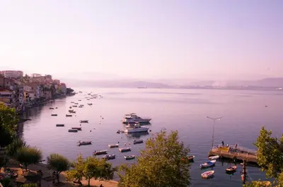 a group of boats in a large body of water at Kerimbey Hotel in Gemlik