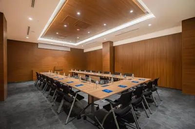 a large conference room with a long table and chairs at New Inn Hotel Old Town in Istanbul