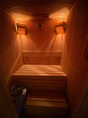 a small sauna with a light on top of it at Serbesler Botanik, No 1 Comfortable Villa in Sakarya
