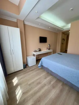 a bedroom with a bed and a desk with a tv at Elite Marmara Express Otel in Istanbul