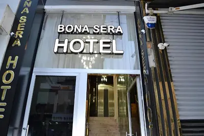 a building with a sign that reads bonanza sera hotel at Grand Bona Sera Hotel in Istanbul