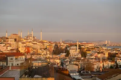 a view of a city with buildings and mosques at Swans Hotel Old City Grand Bazar in Istanbul