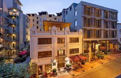 an overhead view of a city street with buildings at Hammamhane Hotel in Istanbul