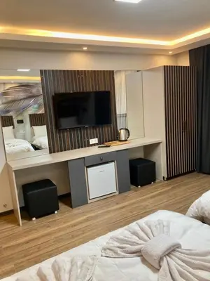 a hotel room with a bed and a flat screen tv at Bonita Hotel in Istanbul